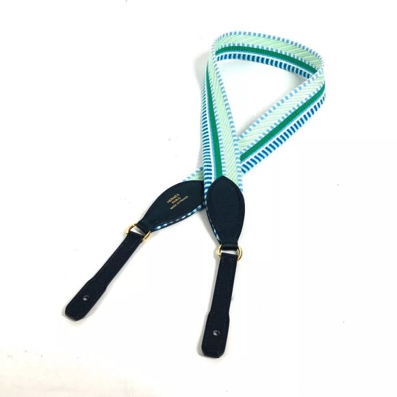 HERMES Bandouliere Cavale To Go Shoulder strap Leather/Canvas Green Unused - Picture 1 of 6